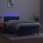 Box spring bed with mattress and LED dark blue velvet 100x200 cm by , Beds and slatted bases - Ref: Foro24-3134451, Price: 34...