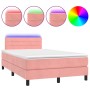 Cama box spring colchón y LED terciopelo rosa 120x200 cm de , Camas y somieres - Ref: Foro24-3134458, Precio: 410,53 €, Descu...