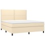 Boxspringbett-Matratze und LED-Leuchten, cremefarbener Stoff, 180 x 200 cm von , Betten und Lattenroste - Ref: Foro24-3134818...