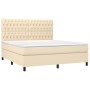 Cama box spring colchón y luces LED tela crema 180x200 cm de , Camas y somieres - Ref: Foro24-3135138, Precio: 646,54 €, Desc...