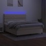 Box spring bed mattress and LED lights cream fabric 180x200 cm by , Beds and slatted bases - Ref: Foro24-3135138, Price: 646,...