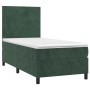 Box spring bed with mattress and LED dark green velvet 90x190 cm by , Beds and slatted bases - Ref: Foro24-3135978, Price: 35...