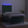 Box spring bed with mattress and LED dark green velvet 90x190 cm by , Beds and slatted bases - Ref: Foro24-3135978, Price: 35...