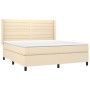 Boxspringbett-Matratze und LED-Leuchten, cremefarbener Stoff, 180 x 200 cm von , Betten und Lattenroste - Ref: Foro24-3138418...