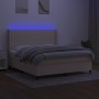 Cama box spring colchón y luces LED tela crema 180x200 cm de , Camas y somieres - Ref: Foro24-3138498, Precio: 632,35 €, Desc...