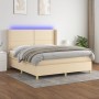 Cama box spring colchón y luces LED tela crema 180x200 cm de , Camas y somieres - Ref: Foro24-3138818, Precio: 637,03 €, Desc...