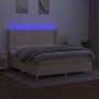 Cama box spring colchón y luces LED tela crema 180x200 cm de , Camas y somieres - Ref: Foro24-3138818, Precio: 637,03 €, Desc...