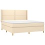 Boxspringbett-Matratze und LED-Leuchten, cremefarbener Stoff, 180 x 200 cm von , Betten und Lattenroste - Ref: Foro24-3138818...