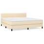 Cama box spring con colchón tela color crema 180x200 cm de , Camas y somieres - Ref: Foro24-3140158, Precio: 552,43 €, Descue...