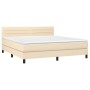 Cama box spring con colchón tela color crema 180x200 cm de , Camas y somieres - Ref: Foro24-3140158, Precio: 552,43 €, Descue...