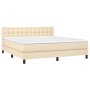 Cama box spring con colchón tela color crema 160x200 cm de , Camas y somieres - Ref: Foro24-3140390, Precio: 507,12 €, Descue...