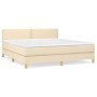 Cama box spring con colchón tela color crema 180x200 cm de , Camas y somieres - Ref: Foro24-3140558, Precio: 534,93 €, Descue...