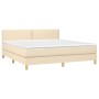 Cama box spring con colchón tela color crema 180x200 cm de , Camas y somieres - Ref: Foro24-3140558, Precio: 534,93 €, Descue...