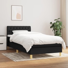 Cama box spring con colchón tela negro 100x200 cm de , Camas y somieres - Ref: Foro24-3140835, Precio: 319,21 €, Descuento: %