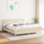 Cama box spring con colchón tela color crema 180x200 cm de , Camas y somieres - Ref: Foro24-3140958, Precio: 539,33 €, Descue...