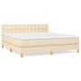 Cama box spring con colchón tela color crema 180x200 cm de , Camas y somieres - Ref: Foro24-3140958, Precio: 539,33 €, Descue...