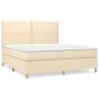 Cama box spring con colchón tela color crema 180x200 cm de , Camas y somieres - Ref: Foro24-3142278, Precio: 618,83 €, Descue...