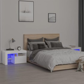 Bedside tables with LED lights 2 units glossy white 70x36.5x40cm by , Nightstands - Ref: Foro24-3152774, Price: 132,02 €, Dis...