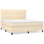 Cama box spring con colchón tela color crema 180x200 cm de , Camas y somieres - Ref: Foro24-3141878, Precio: 613,08 €, Descue...