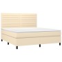 Cama box spring con colchón tela color crema 180x200 cm de , Camas y somieres - Ref: Foro24-3141878, Precio: 613,08 €, Descue...