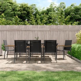 Garden dining set, 9 pieces, black steel and textilene by , Garden sets - Ref: Foro24-3187040, Price: 666,60 €, Discount: %