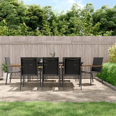 Garden dining set, 9 pieces, black steel and textilene by , Garden sets - Ref: Foro24-3187040, Price: 579,99 €, Discount: %