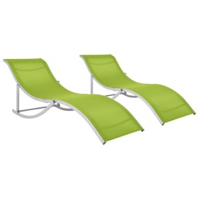 Folding sun loungers 2 units green textilene by vidaXL, Loungers - Ref: Foro24-47787, Price: 186,99 €, Discount: %