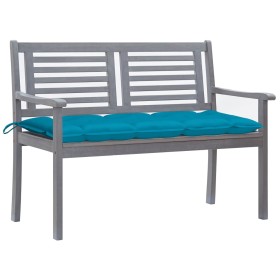 Banco de jardín 2 plazas madera eucalipto gris y cojín 120 cm de , Bancos de jardín - Ref: Foro24-3061042, Precio: 183,99 €, ...