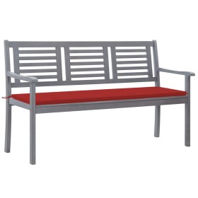 3-seater eucalyptus wood garden bench in gray with cushion, 150 cm by , garden benches - Ref: Foro24-3061056, Price: 203,00 €...