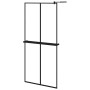 Shower screen with ESG glass shelf and black aluminum 90x195 cm by , Shower walls and screens - Ref: Foro24-3185458, Price: 2...