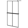 Shower screen with ESG glass shelf and black aluminum 100x195cm by , Shower walls and screens - Ref: Foro24-3185470, Price: 2...