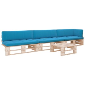 Pallet furniture 4 pieces and cushions made of impregnated pine wood. by , Garden sets - Ref: Foro24-3066749, Price: 331,16 €...