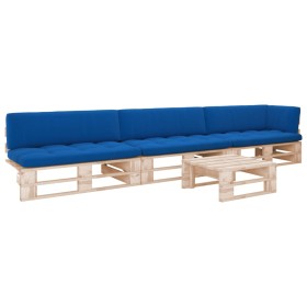 Pallet furniture 4 pieces and cushions made of impregnated pine wood. by , Garden sets - Ref: Foro24-3066754, Price: 324,99 €...