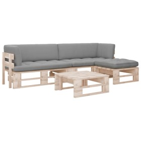 4-teilige Palettenmöbel und Kissen aus imprägniertem Zirbenholz von , Gartensets - Ref: Foro24-3066819, Preis: 311,99 €, Raba...