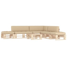 6-piece pallet furniture and impregnated pine wood cushions by , Garden sets - Ref: Foro24-3066892, Price: 460,99 €, Discount: %