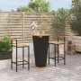 Bar table and garden stools 3 pieces acacia wood black PE rattan by , Garden sets - Ref: Foro24-3187725, Price: 222,22 €, Dis...