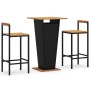 Bar table and garden stools 3 pieces acacia wood black PE rattan by , Garden sets - Ref: Foro24-3187725, Price: 222,22 €, Dis...