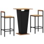 Bar table and garden stools 3 pieces acacia wood black PE rattan by , Garden sets - Ref: Foro24-3187725, Price: 222,22 €, Dis...