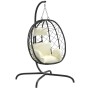 Hanging egg chair made of steel, synthetic rattan, with a white cream cushion. by , Garden rockers - Ref: Foro24-360046, Pric...