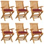 Garden chairs 6 units teak wood with burgundy cushions by , Garden chairs - Ref: Foro24-3062565, Price: 438,27 €, Discount: %