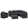 Set de muebles de jardín y cojines 7 pzas ratán sintético negro de vidaXL, Sofás modulares de exterior - Ref: Foro24-46552, P...