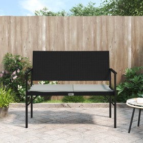 2-seater garden bench with black synthetic rattan cushion by , garden benches - Ref: Foro24-364119, Price: 72,99 €, Discount: %