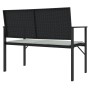 2-seater garden bench with black synthetic rattan cushion by , garden benches - Ref: Foro24-364119, Price: 71,92 €, Discount: %