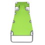 Folding steel sun lounger with apple green head cushion. by , Loungers - Ref: Foro24-41484, Price: 64,15 €, Discount: %