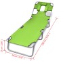 Folding steel sun lounger with apple green head cushion. by , Loungers - Ref: Foro24-41484, Price: 64,15 €, Discount: %