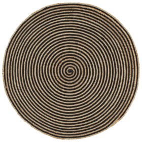 Alfombra de yute tejida a mano diseño espiral negro 90 cm de , Alfombras - Ref: Foro24-133719, Precio: 29,62 €, Descuento: %