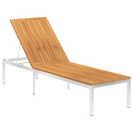 Solid acacia wood and stainless steel sun lounger by vidaXL, Loungers - Ref: Foro24-46493, Price: 205,19 €, Discount: %