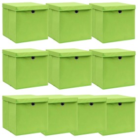 Storage boxes with lids 10 pcs green fabric 32x32x32 cm by , Storage baskets - Ref: Foro24-288372, Price: 53,03 €, Discount: %