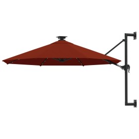 Wandschirm mit LEDs und Metallstange 300 cm Terrakotta von , Sonnenschirme - Ref: Foro24-312527, Preis: 114,99 €, Rabatt: %