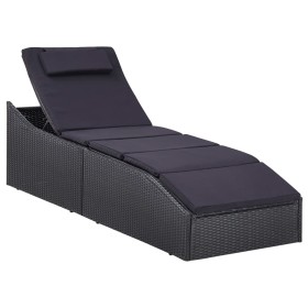 Lounger with black synthetic rattan cushion by vidaXL, Loungers - Ref: Foro24-46541, Price: 252,99 €, Discount: %